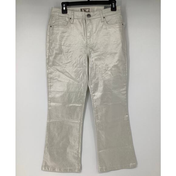 Kut from the Kloth Sz 8 Silver Kelsey High Rise Fab Ab Ankle Flare Pants HR8-4 - Picture 3 of 9